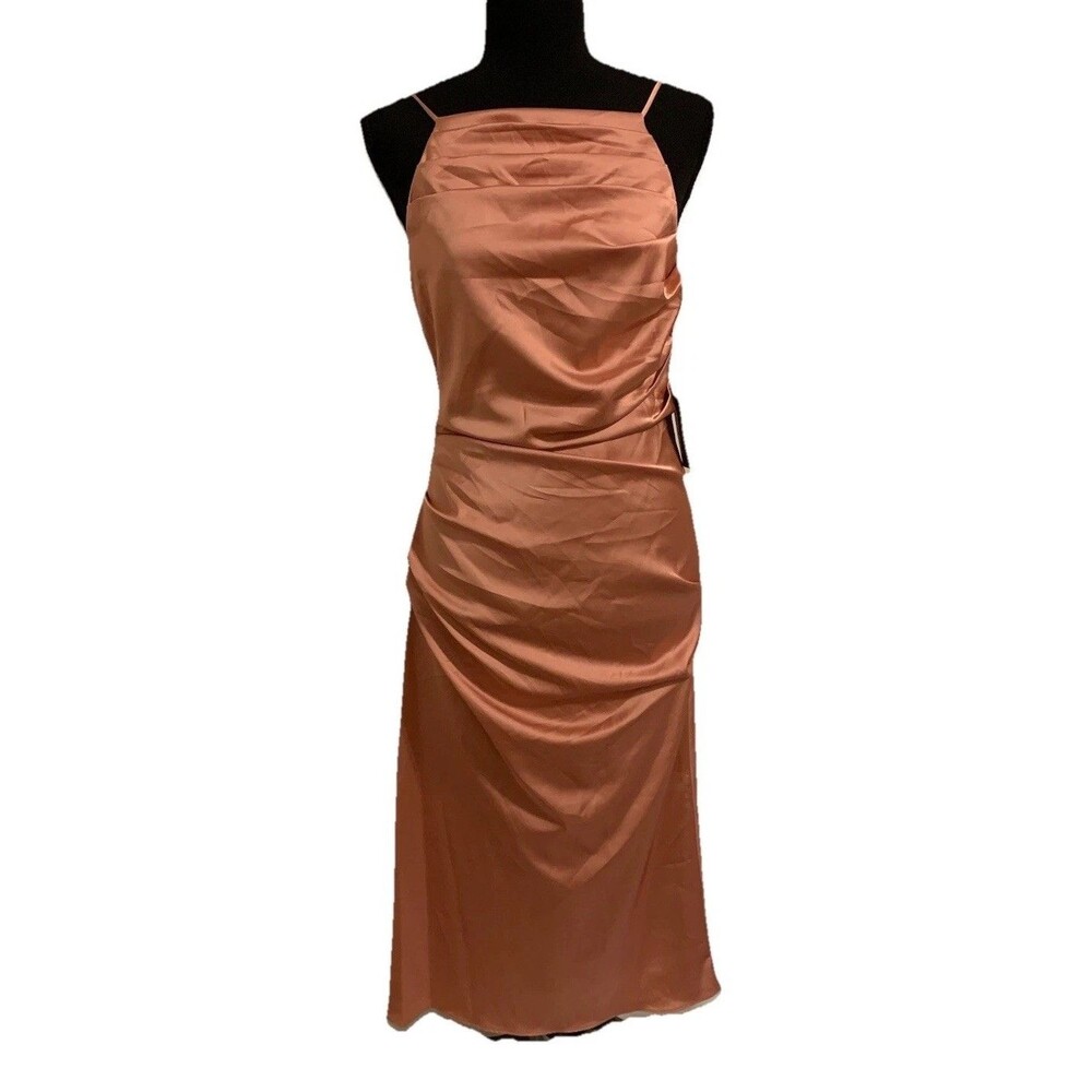 ASTR the Label Size Small S Midi Dress Mauve Satin Slip Ruched NWT